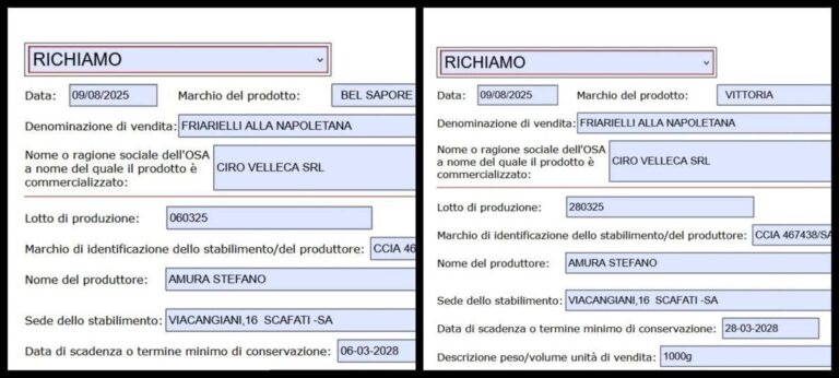 Botulino, richiamo del Ministero per 4 lotti di friarielli