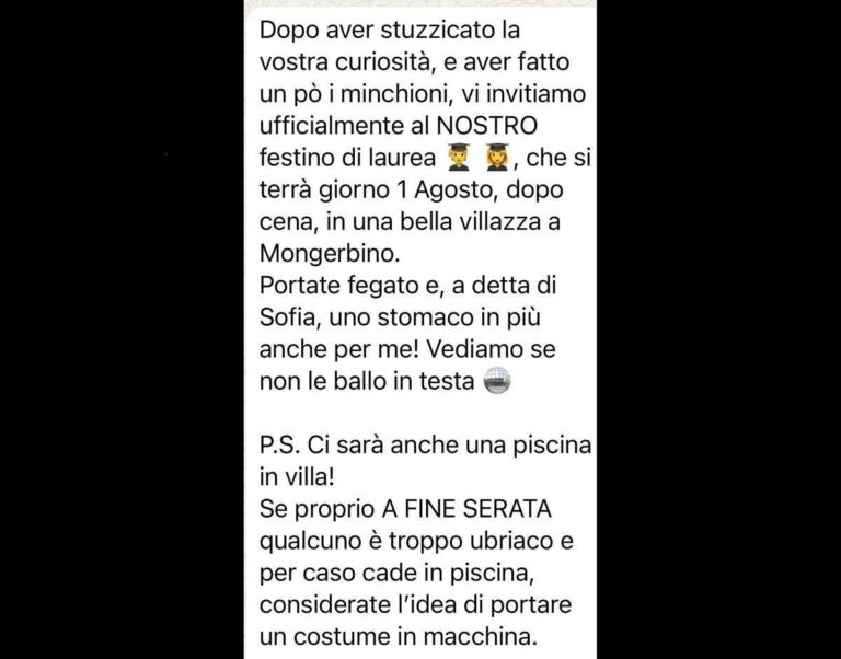 Morta alla festa in villa a Bagheria, l’agghiacciante presagio sulla piscina nell’invito
