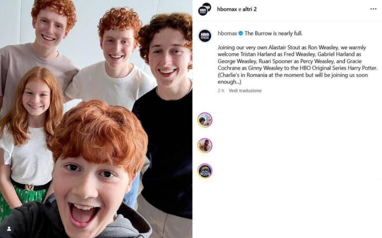 Serie tv ‘Harry Potter’, svelati i nuovi volti della famiglia Weasley