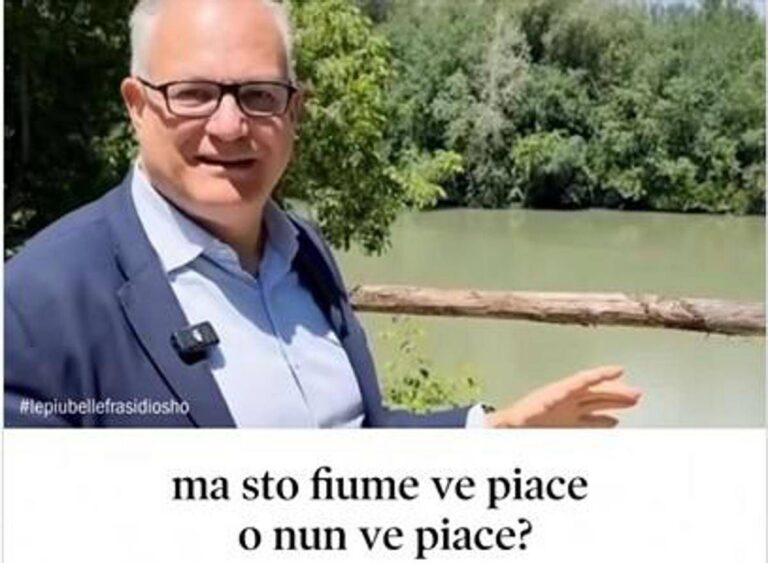 Gualtieri-Verdone e il Tevere, la caricatura spopola sui social