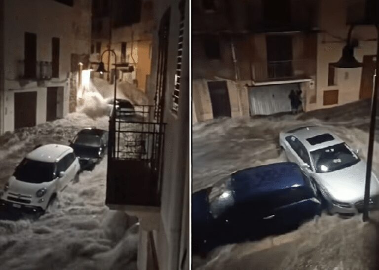 Maltempo, notte di paura ad Alcamo: strade come fiumi in piena