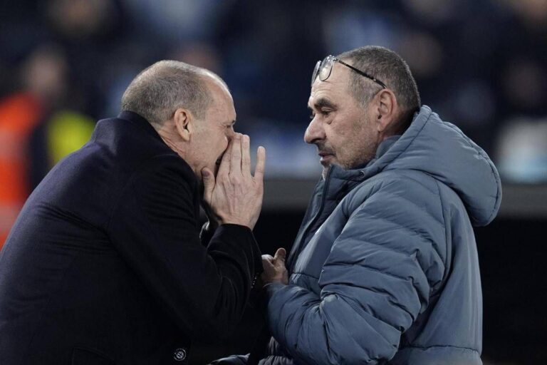 Lazio-Milan, pace fatta (e saluto) tra Allegri e il vice di Sarri in Coppa Italia
