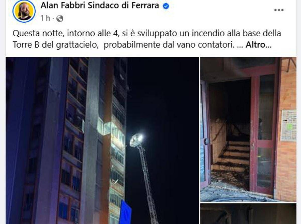 Ferrara, incendio al grattacielo: evacuate circa 200 persone