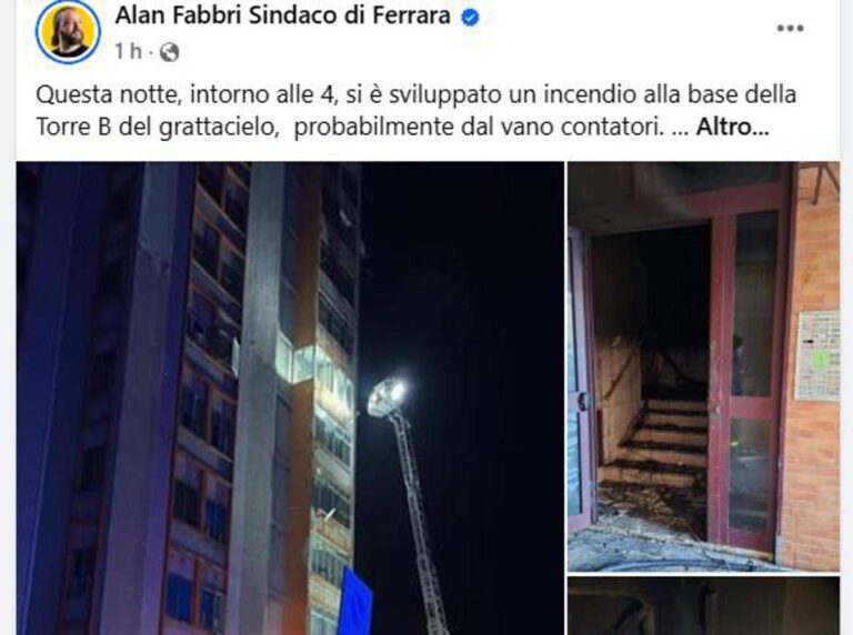 Ferrara, incendio al grattacielo: evacuate circa 200 persone