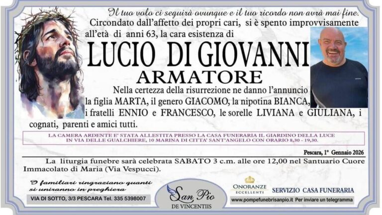 Morto l’armatore Lucio Di Giovanni, stroncato da un infarto