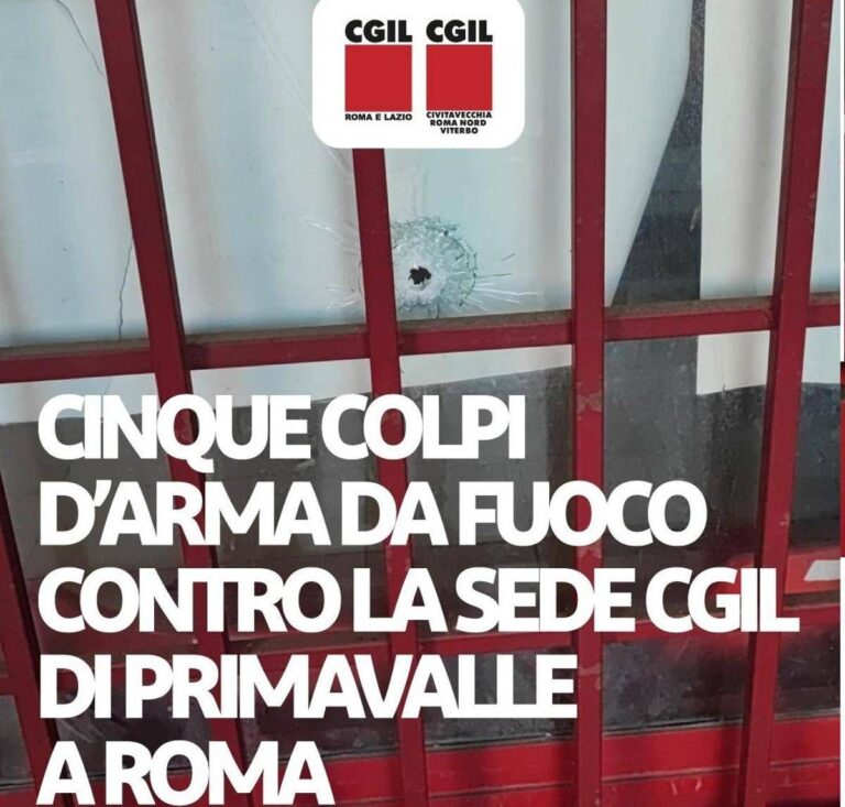 Roma, Cgil: “Cinque fori di proiettile contro la sede di Primavalle”. Indaga la Digos
